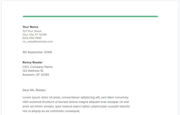 Cover Letter Google Docs template