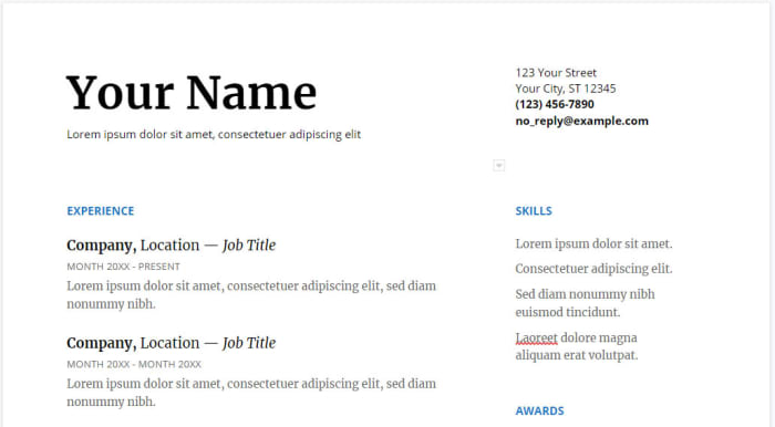 resume template