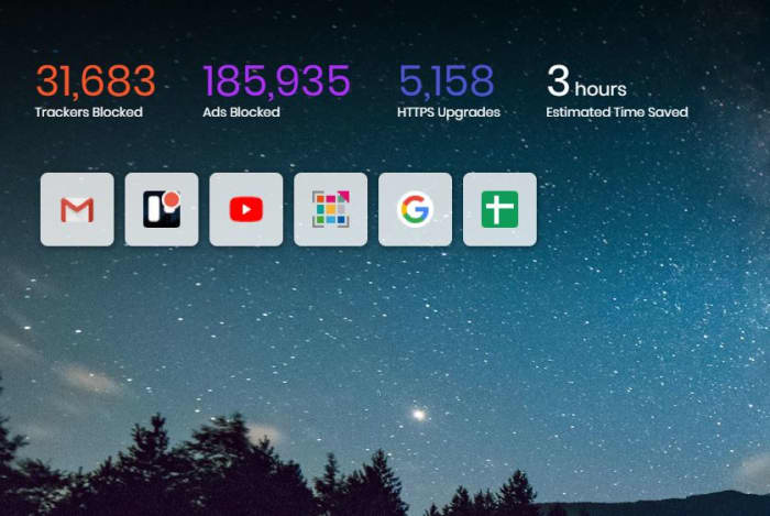 Brave new tab tracker ad blocked