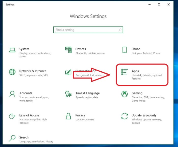 Windows 10 Settings Apps