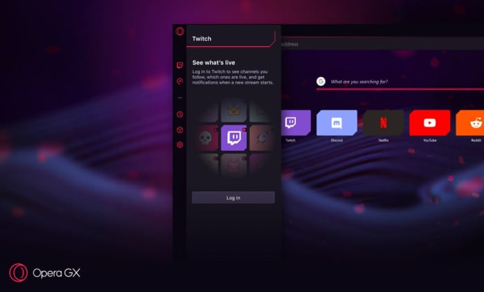 Opera GX Twitch sidebar