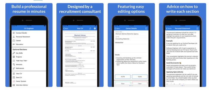 CV Engineer mobile app for resumes