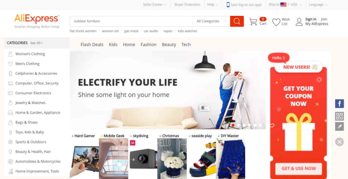 AliExpress homepage