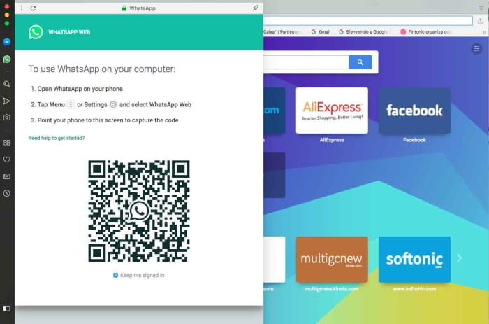 WhatsApp web on Opera browser