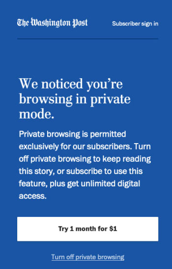 wapo incognito mode screenshot