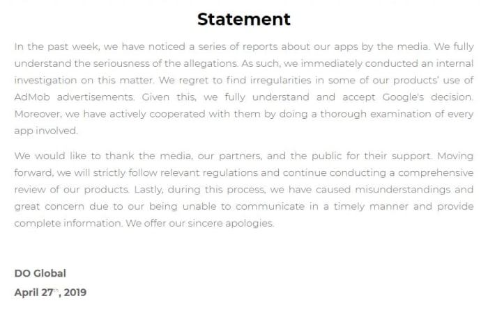 DO Global's statement on the matter