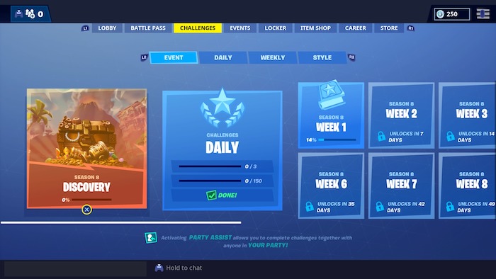 fortnite season 8 first look challenge interface
