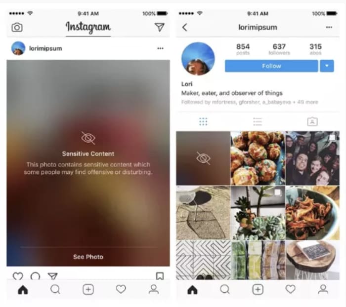 Instagram sensitive content