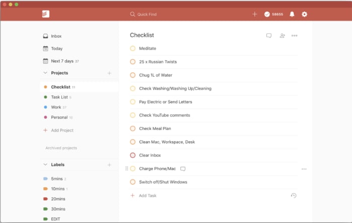 todoist home screen