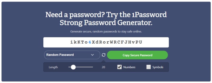 1Password password generator