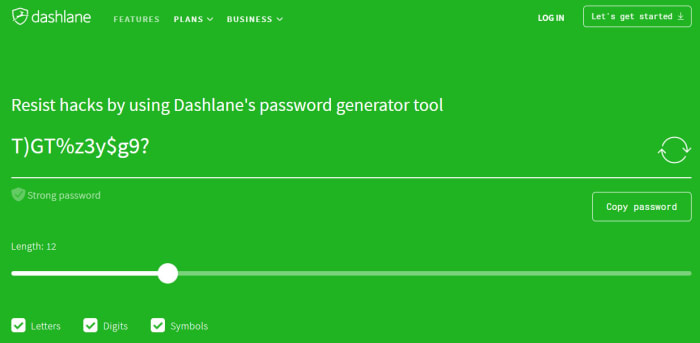 Dashlane password generator