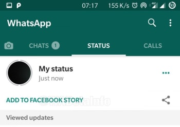 WhatsApp share to Facebook