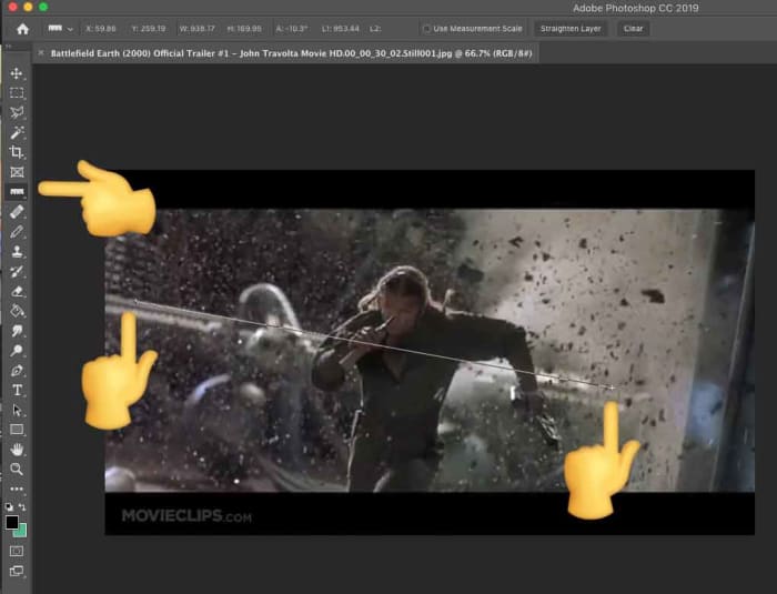 Using the Photoshop Ruler tool