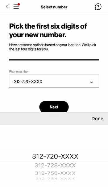 Verizon new number
