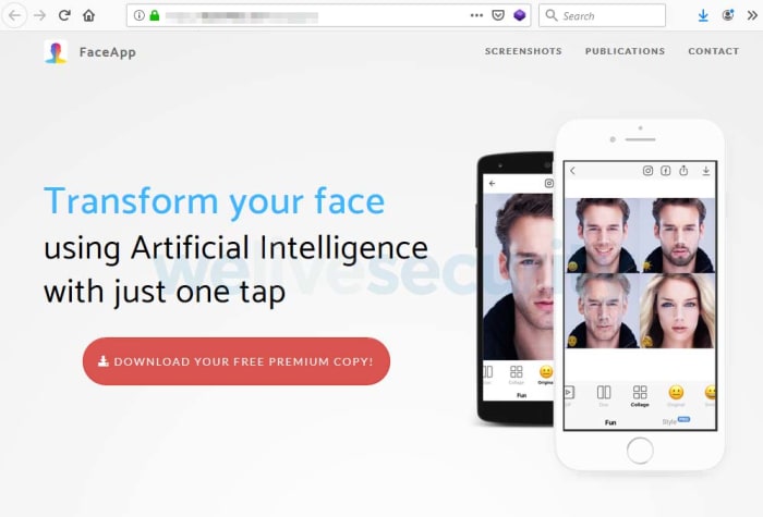 This is a fake FaceApp pro website