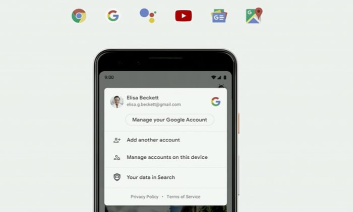 one tap access to Google account management page