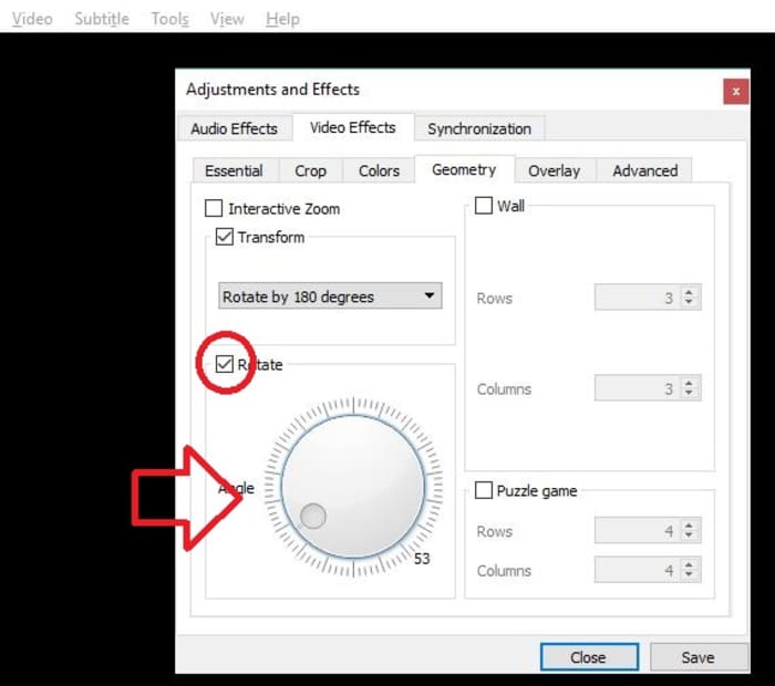 VLC Rotate Angle dial
