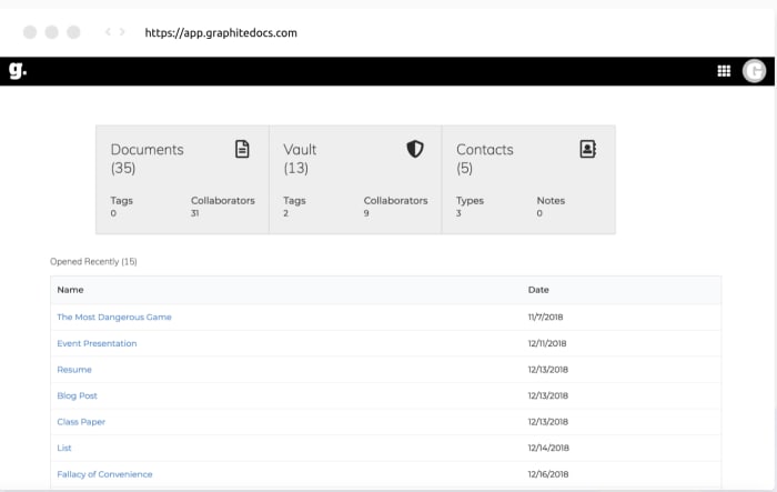 Graphite Docs dashboard Graphite Docs blockchain alternative Google