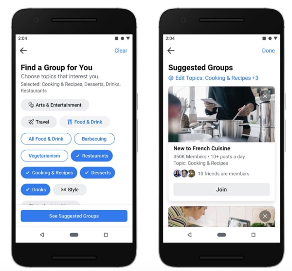 new facebook groups suggested groups