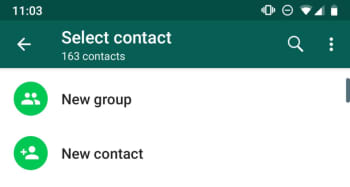 New Contact button, WhatsApp Android