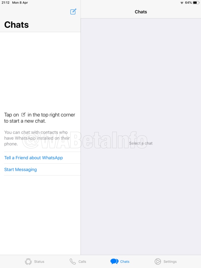 Portrait WhatsApp ipad app