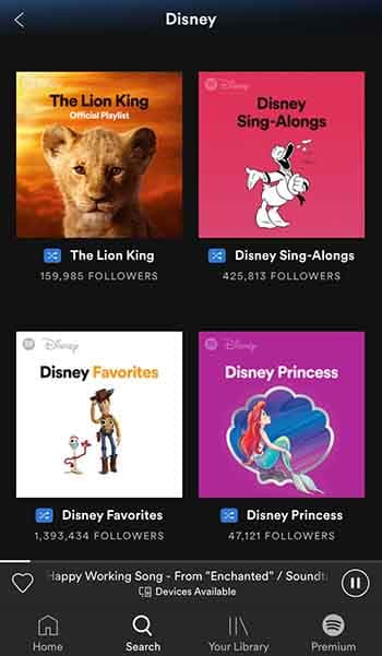 Disney Spotify hub