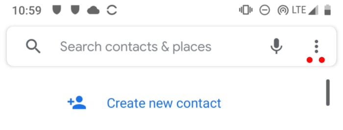 The menu icon on the Android contacts app