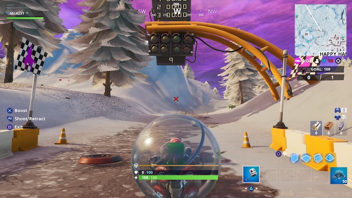 fortnite season 9 week 5 race track snow