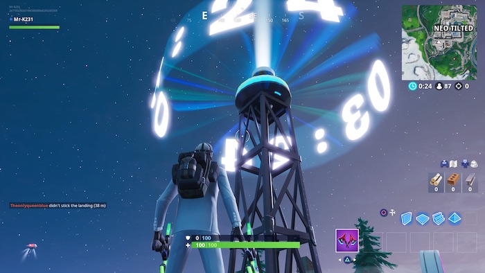 fortnite season 9 week 8 tilted clock