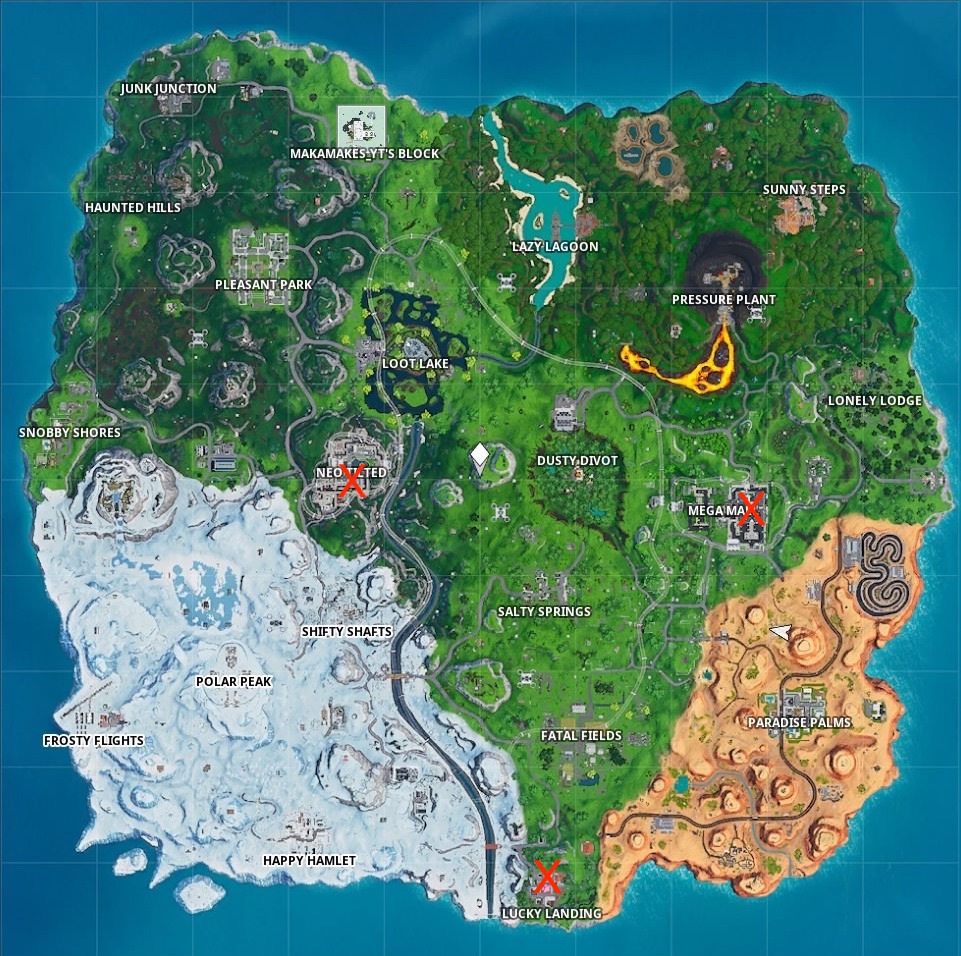 fortnite season 9 week 4 challenges map