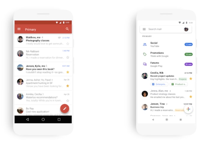 before and after gmail update old gmail new gmail 2019