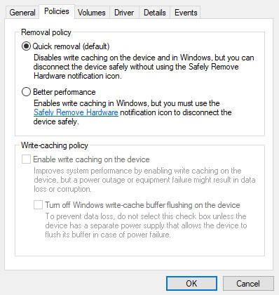 ~Quick removal or Better performance USB device policy for Windows