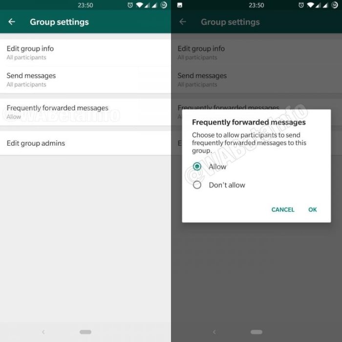 New Fake news block controls for WhatsApp groups