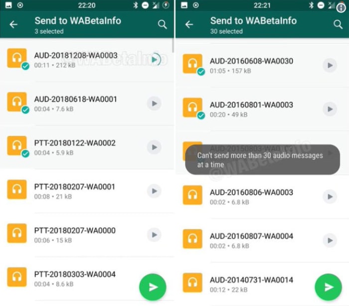 Audio picker WhatsApp update