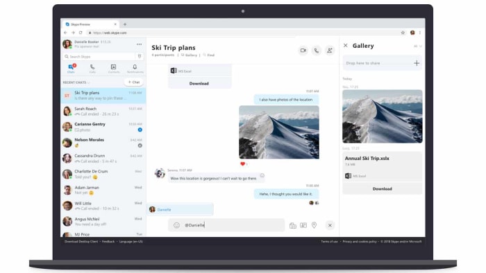 A screenshot of the new Skype for Web