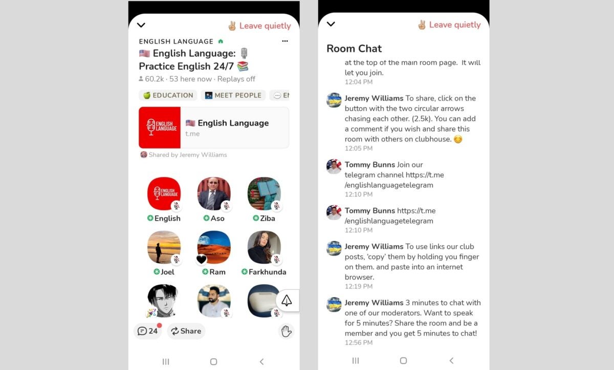 You can now send text chats in Clubhouse’s live rooms