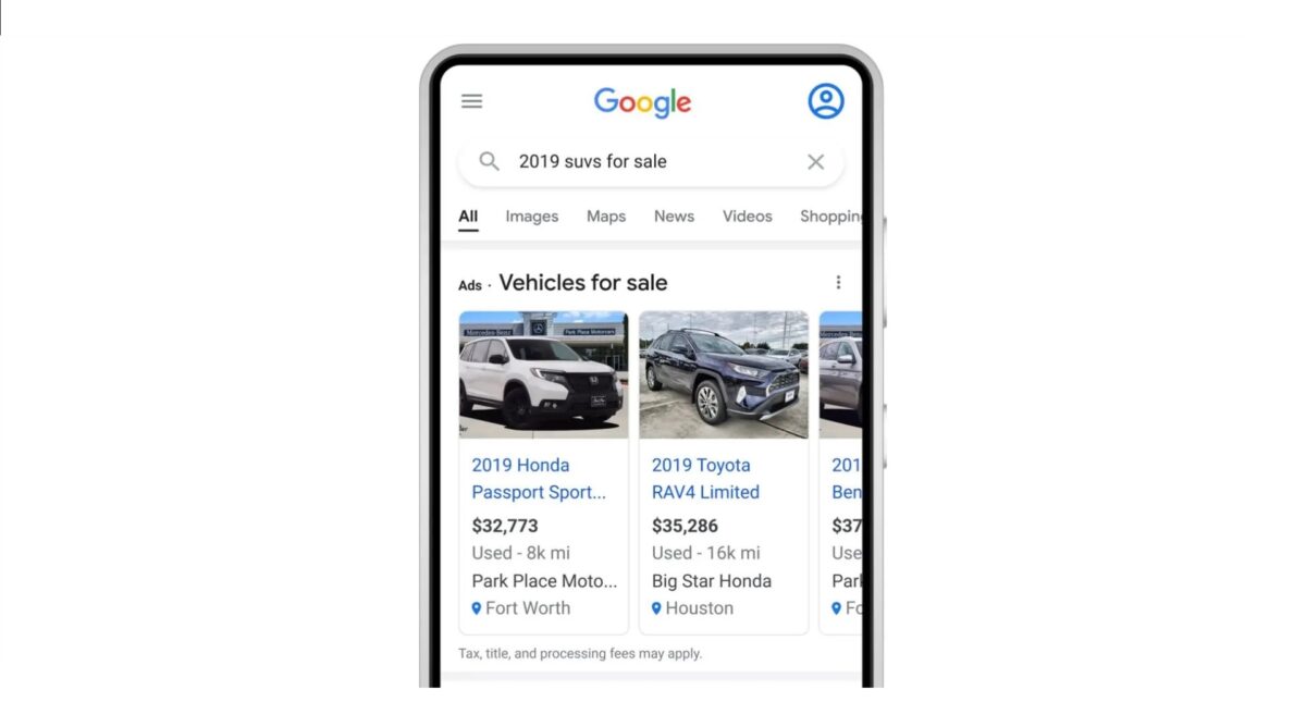 Google Ads is adding a new ‘vehicle ads’ format to show nearby car sales3