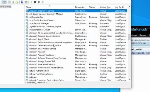 How to restart LogMeIn Hamachi on a remote machine