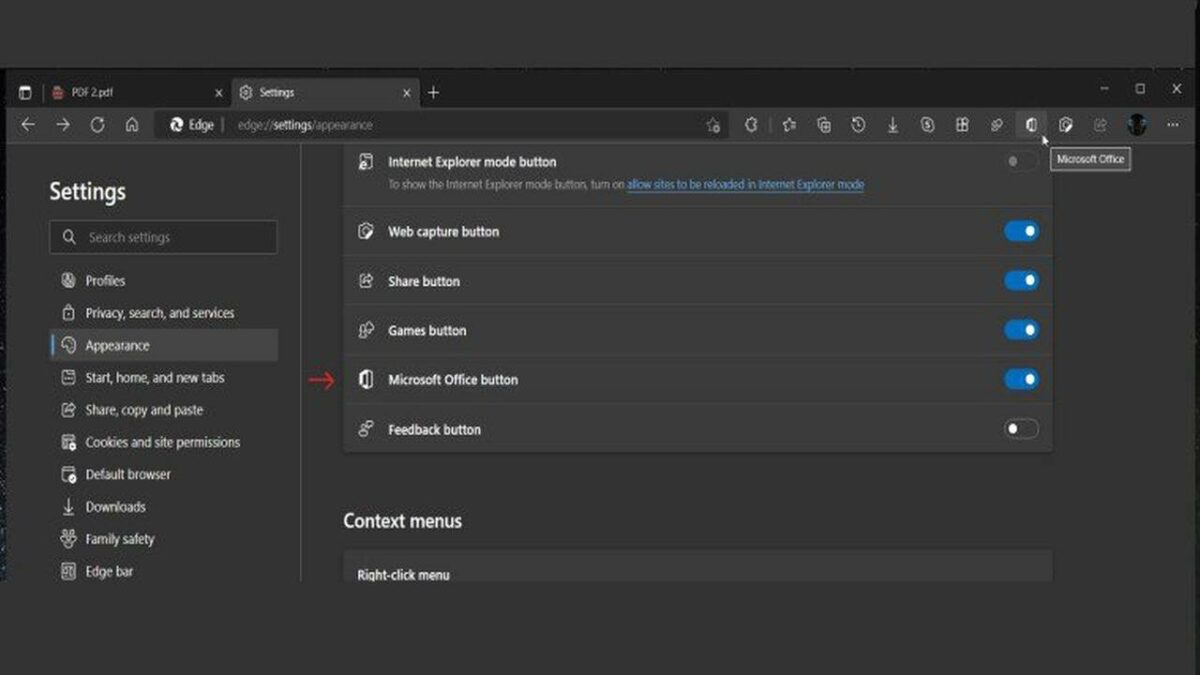 Microsoft Edge Canary teases quick access to Office apps