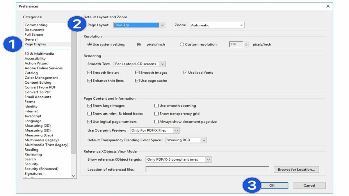 Setting Default Layout and Zoom in Adobe Acrobat.