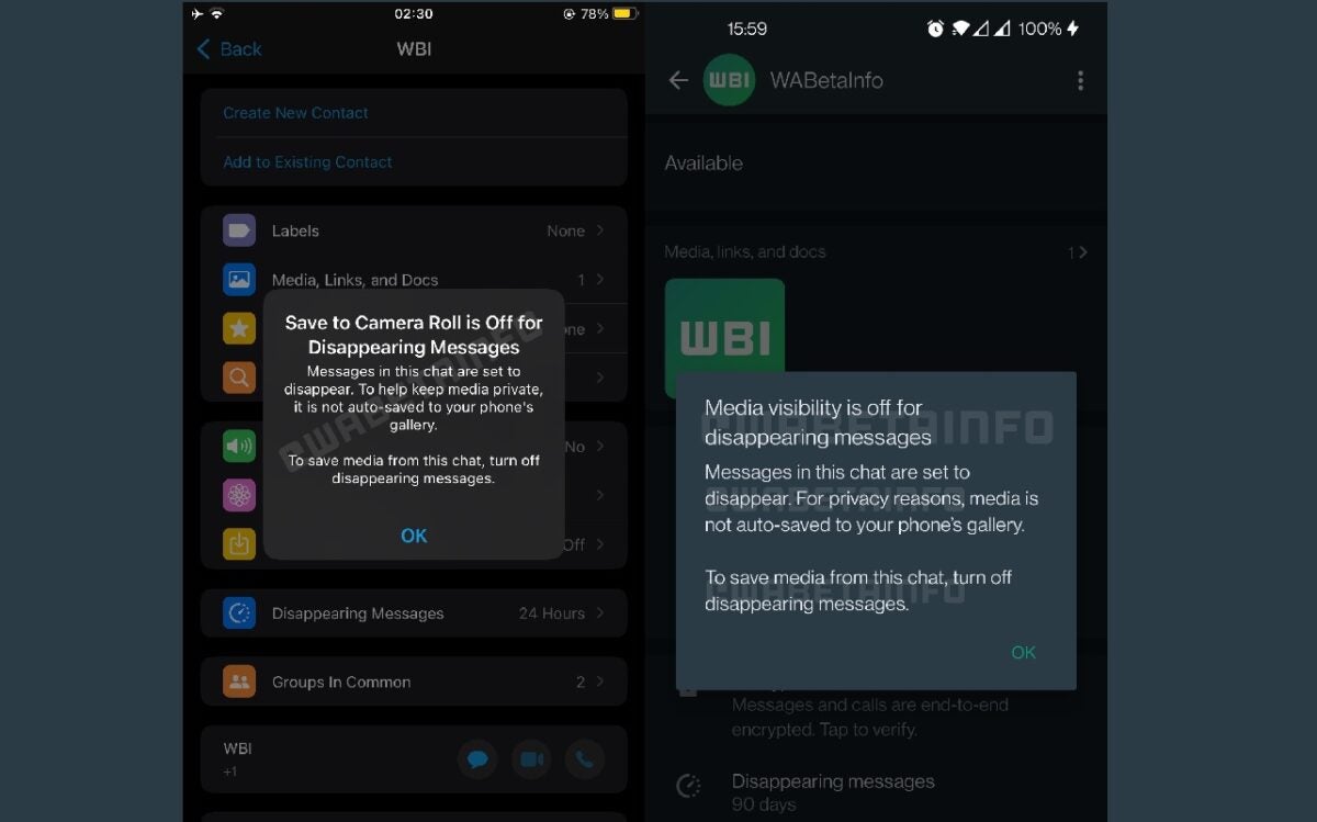 Photos in WhatsApp’s disappearing chats no longer auto-save in your gallery