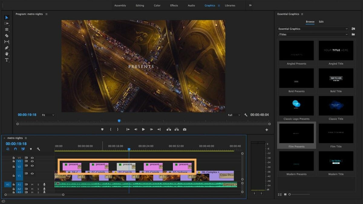 Create animated titles and graphics with the Essential Graphics panel