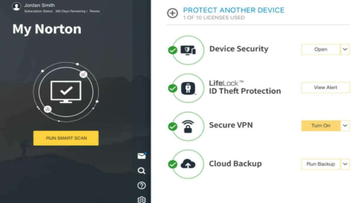 Norton 360 AntiVirus feature screen.