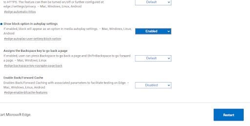 How to disable video autoplay in Microsoft Edge