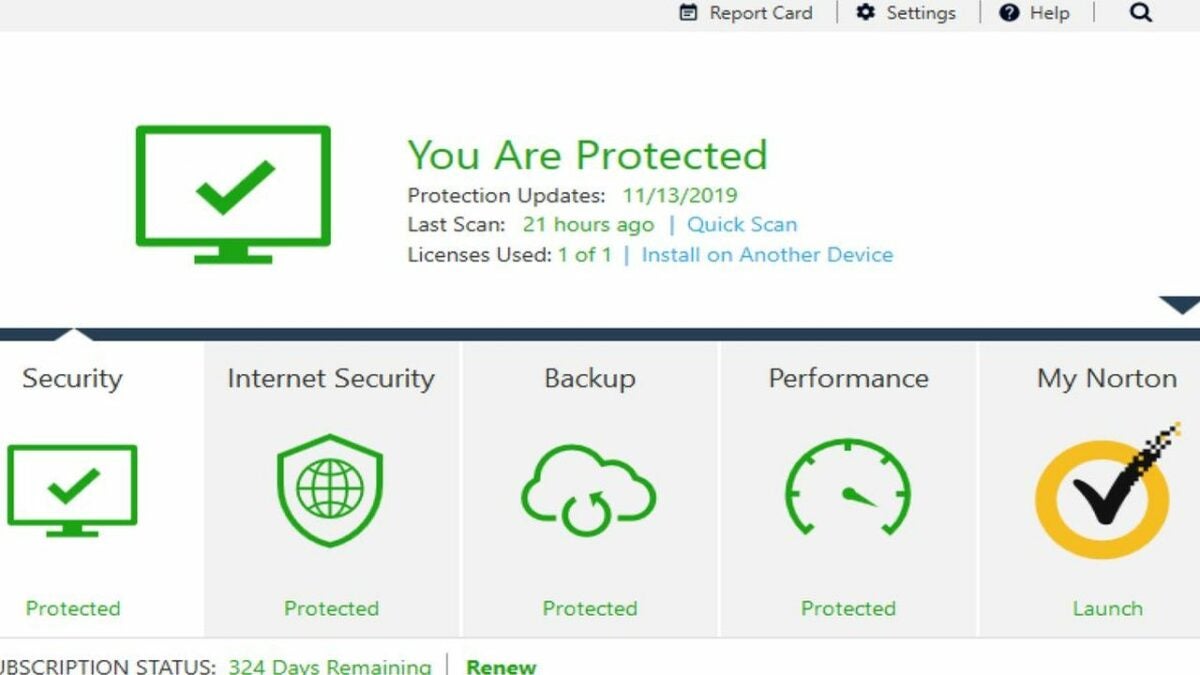 Norton AntiVirus's device security features.