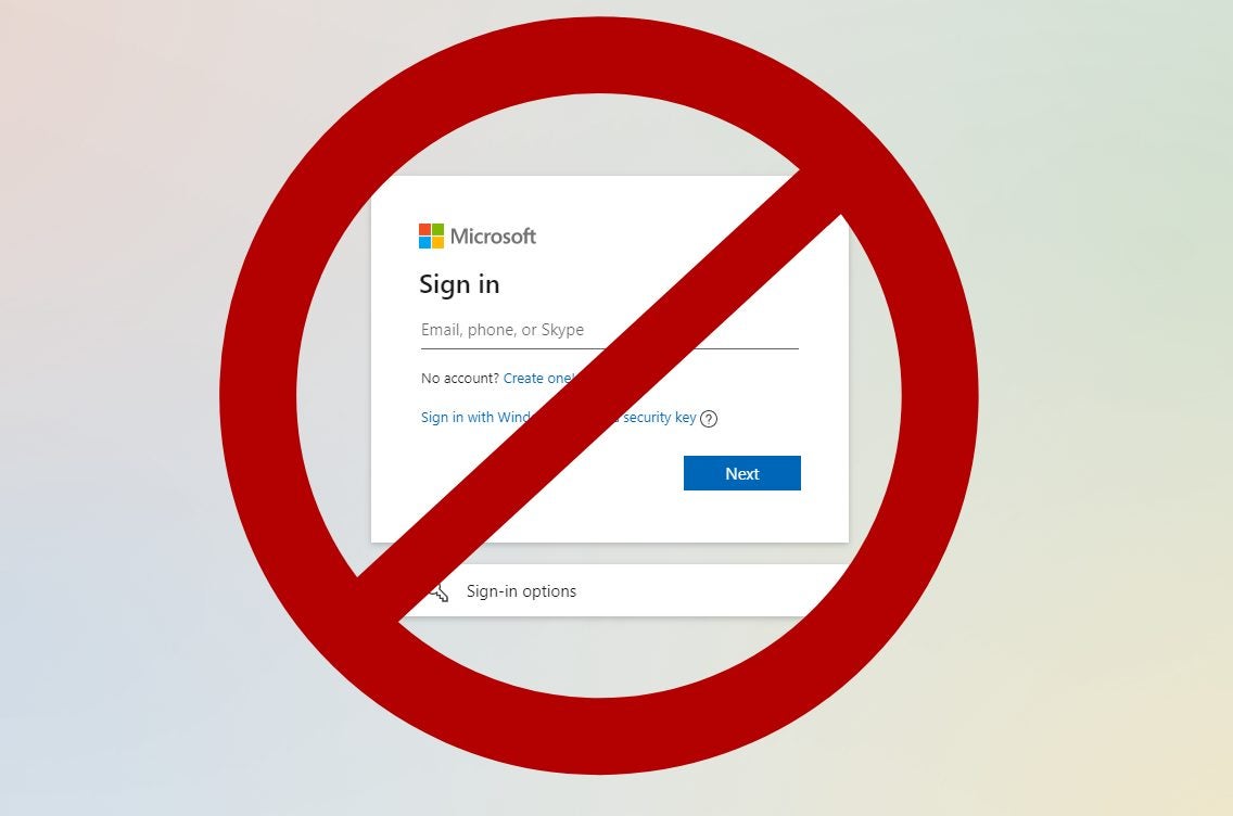 Microsoft sign-in crossed out.