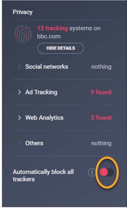 Block the numerous trackers that slow down your PC and steal data