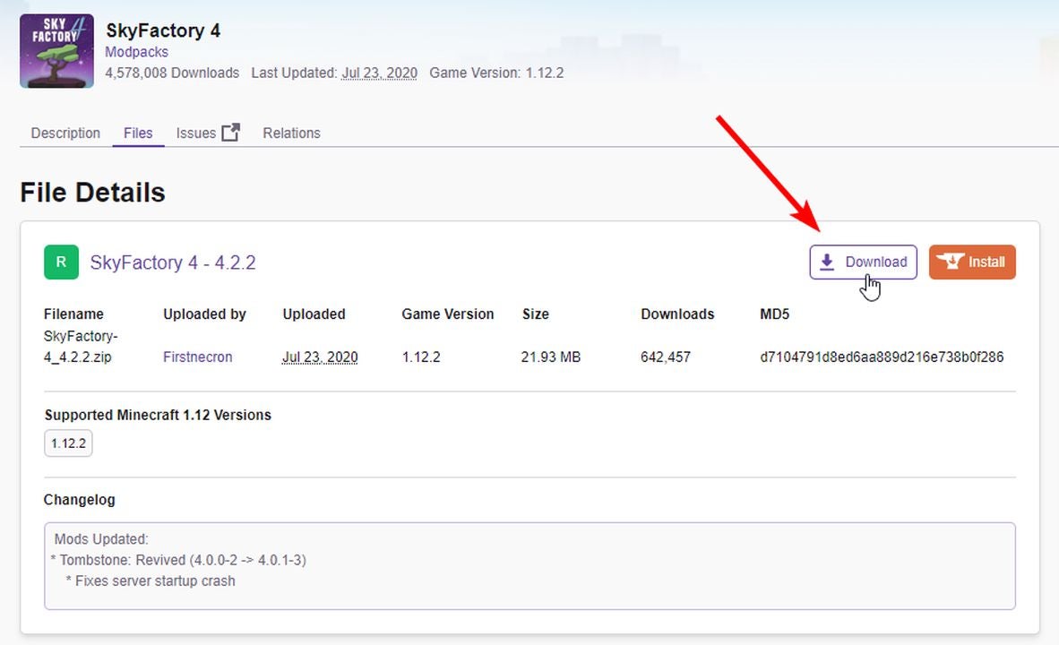 Install addons from the CurseForge website