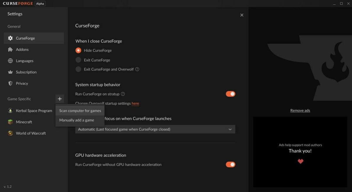 How to detect games and addons
