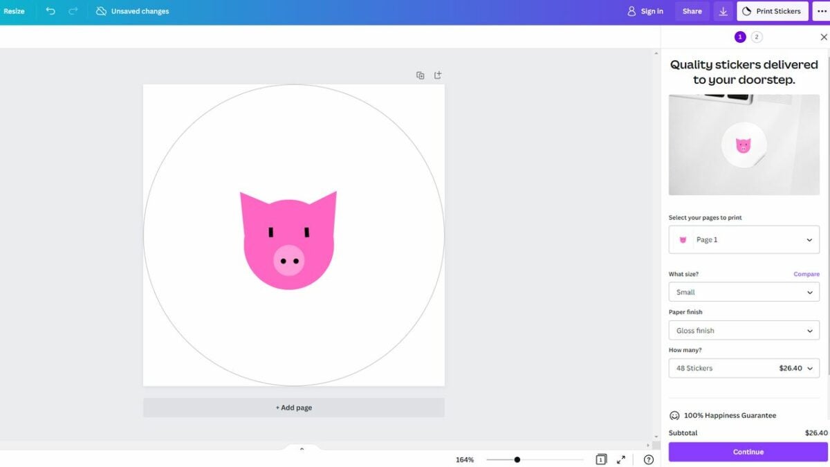 Order printed stickers directly from Canva